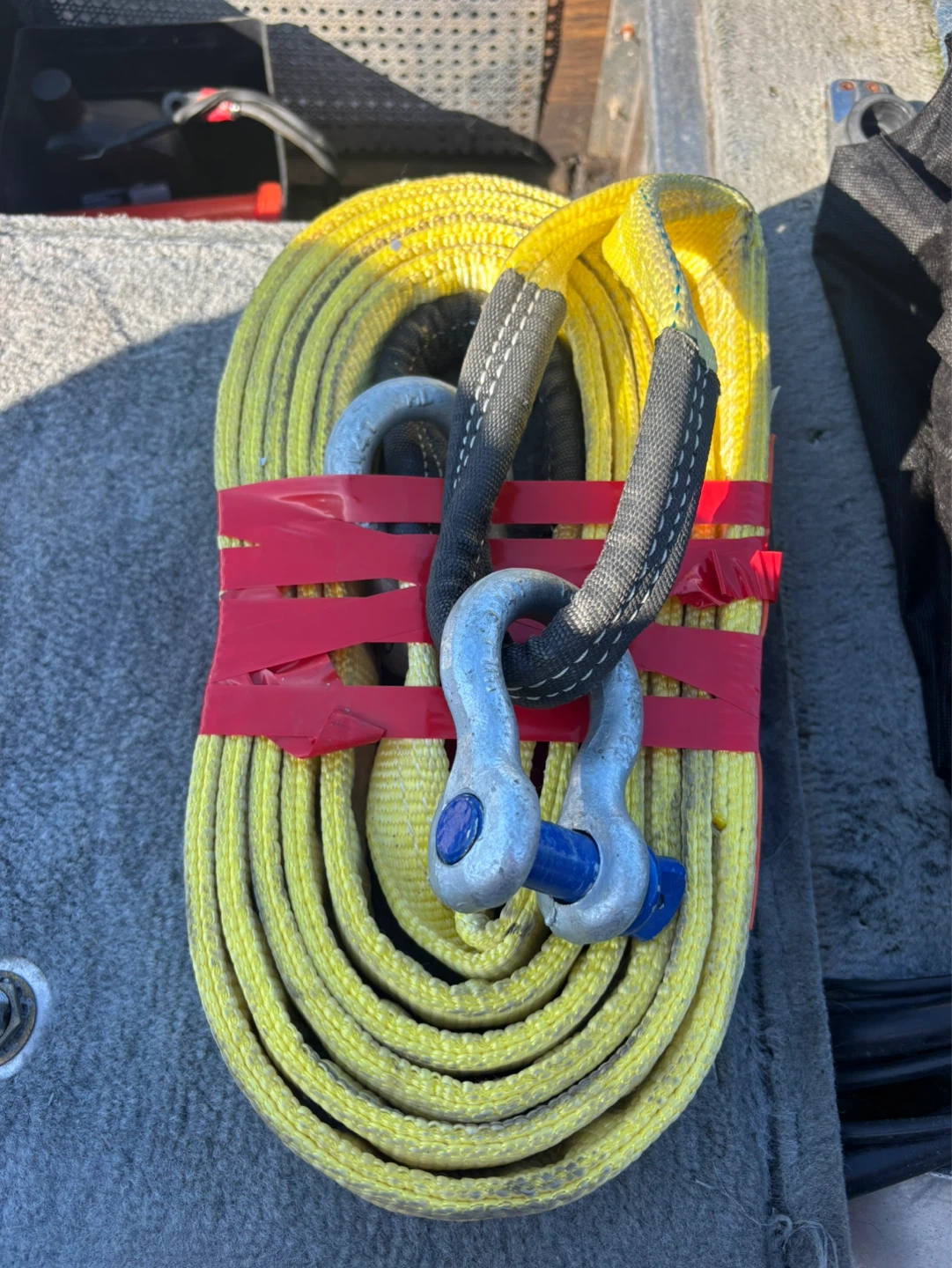Yellow Tow Strap with Shackles