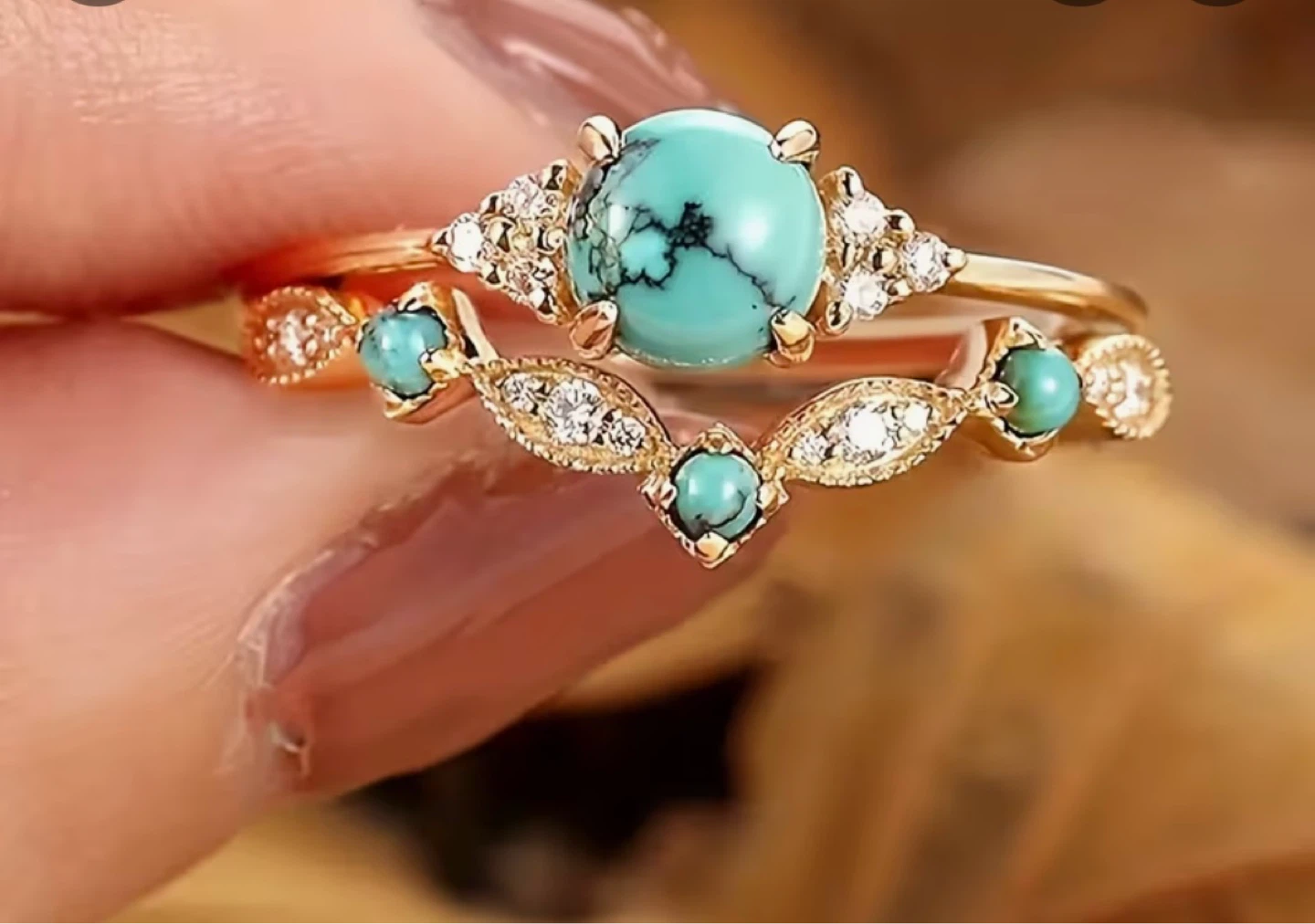 Stunning, cold tone, turquoise ring - photo 3