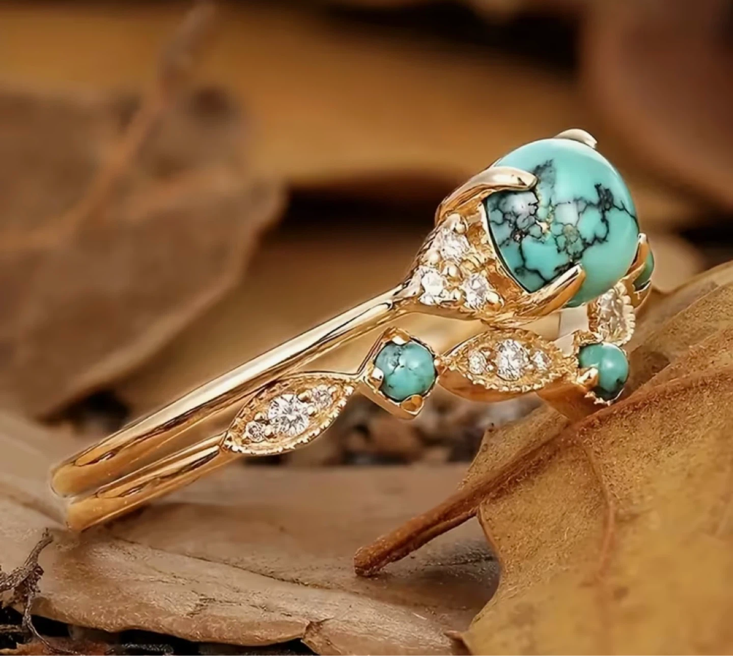 Stunning, cold tone, turquoise ring - photo 2