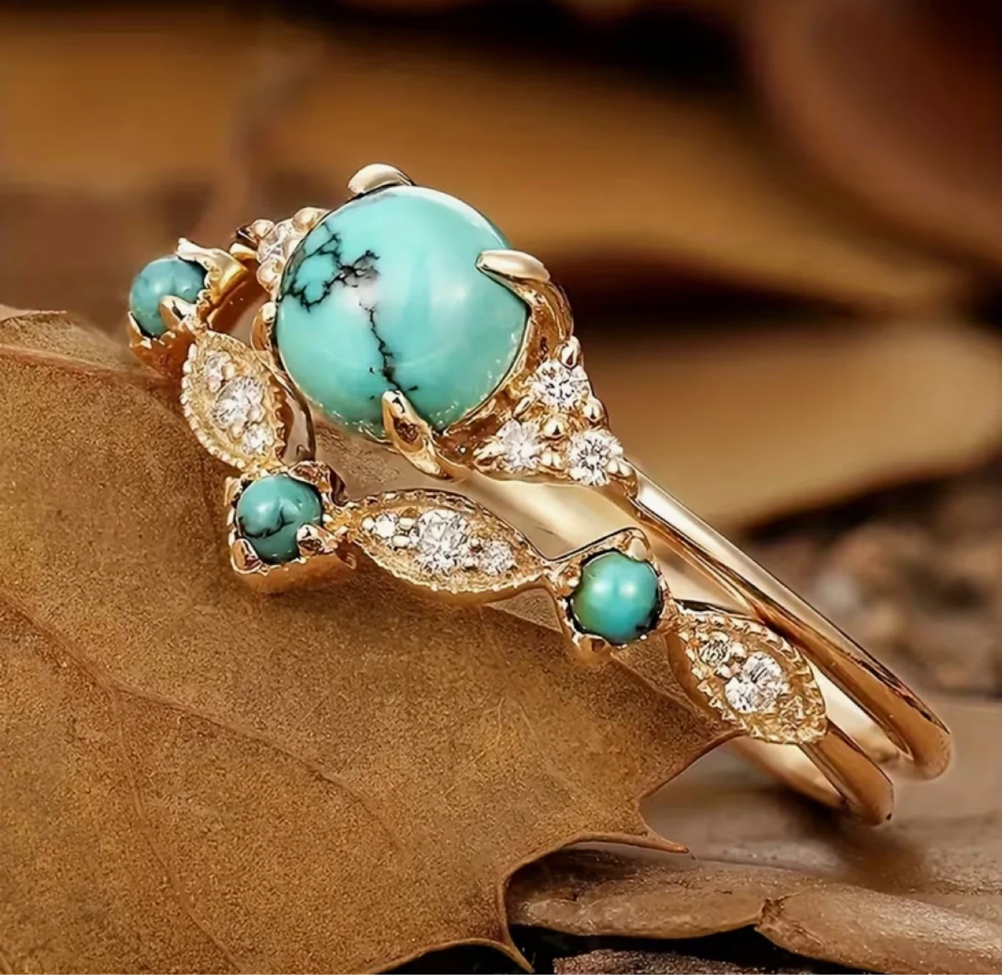 Stunning, cold tone, turquoise ring - photo 4