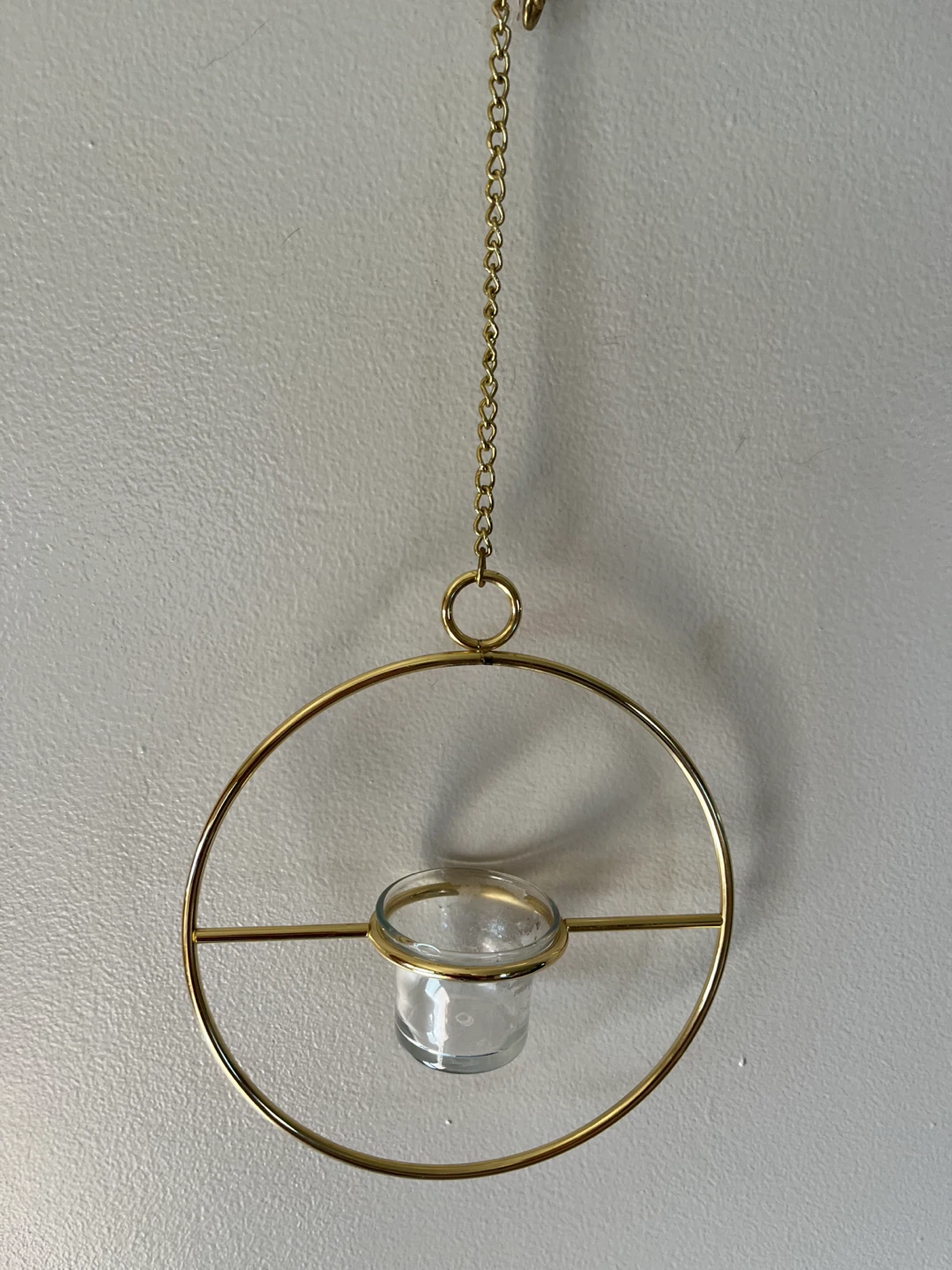 Gold Metal Circle Hanging Tealight Holder