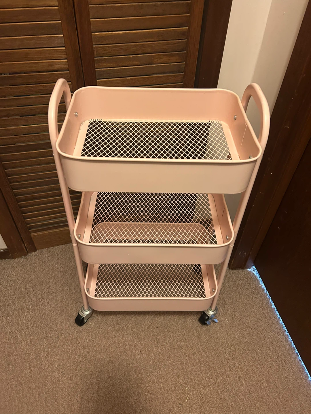 3-Tier Pink Storage Cart with Wheels - photo 2