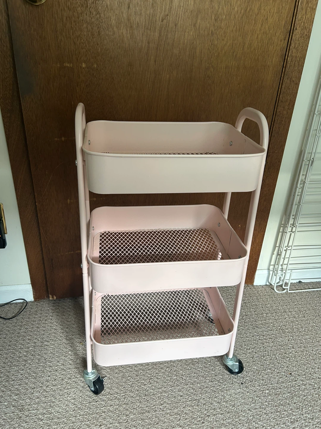 3-Tier Pink Storage Cart with Wheels - photo 3