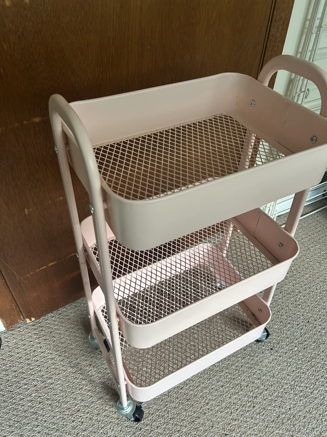 3-Tier Pink Storage Cart with Wheels - photo 4