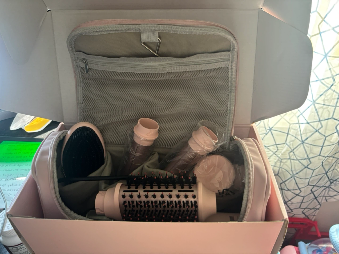 Pink Hair Styling Tool Set with Travel Bag