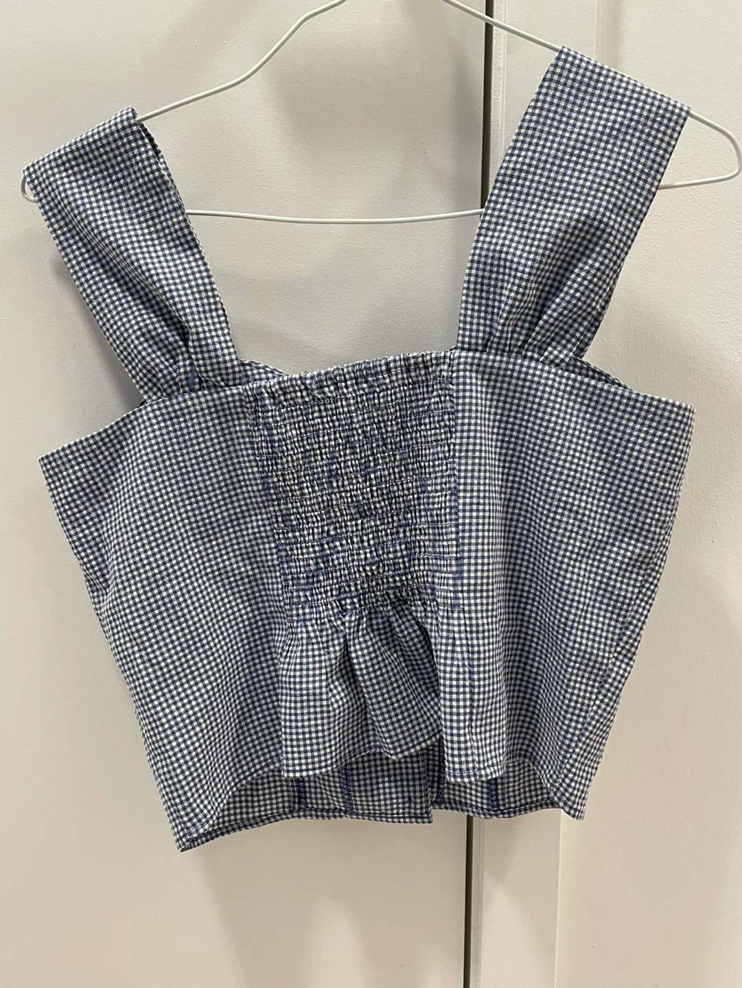 Gingham Smocked Crop Top - photo 3