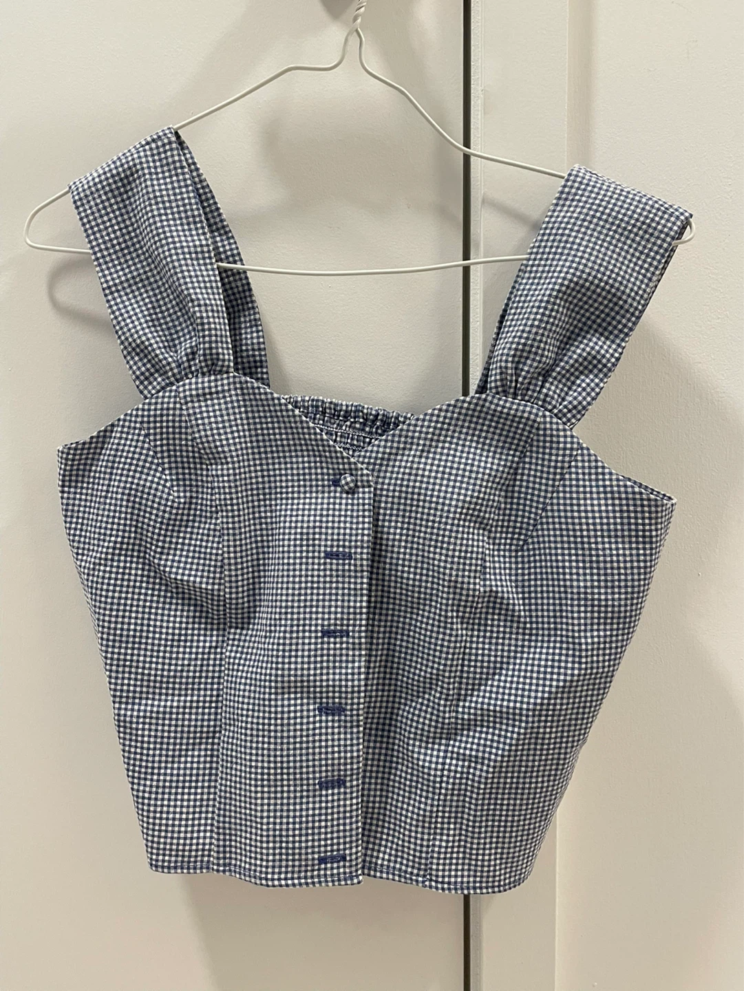 Gingham Smocked Crop Top - photo 2