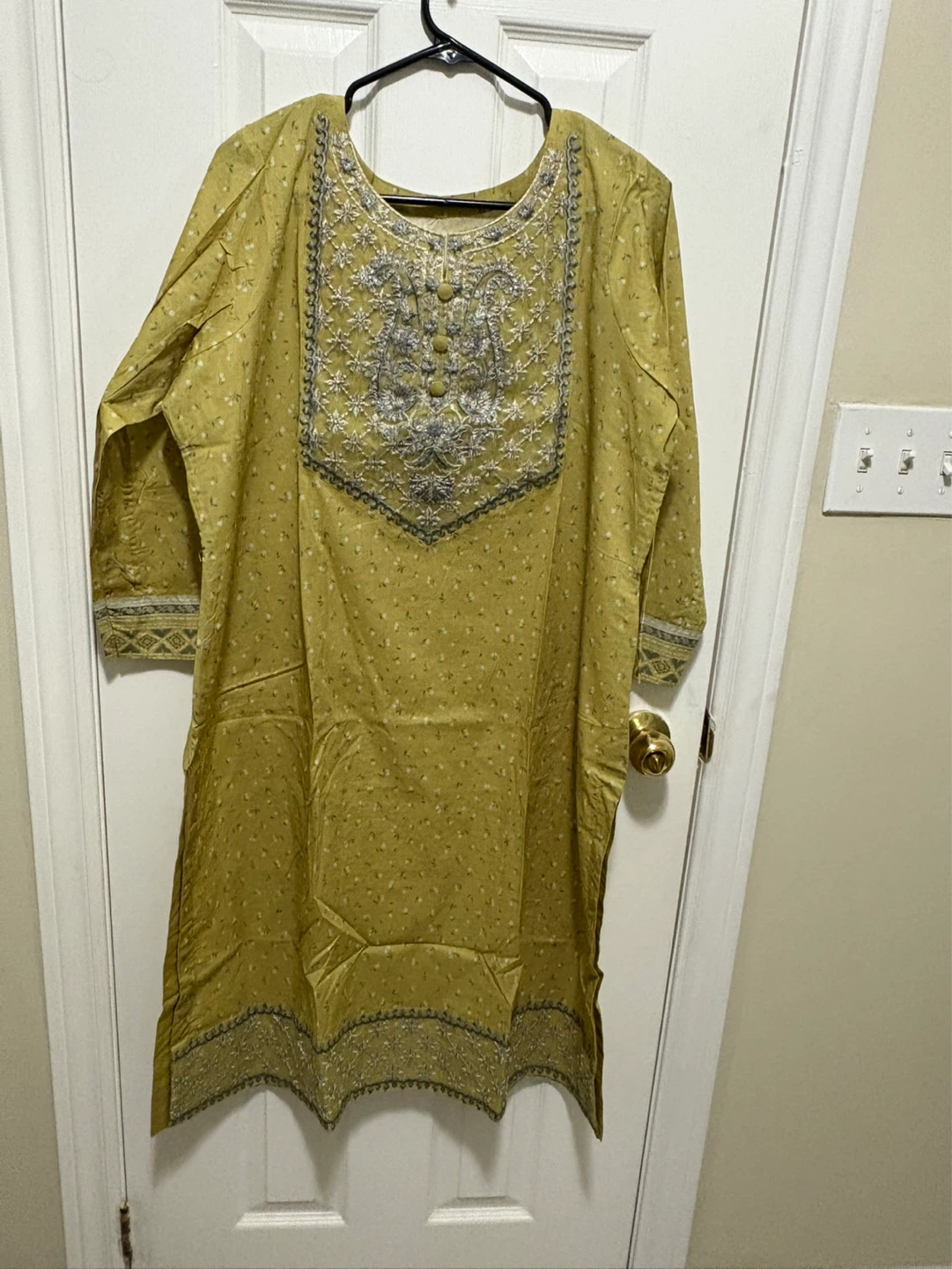 Women's Embroidered Kurti with Pants - Olive Green - photo 2