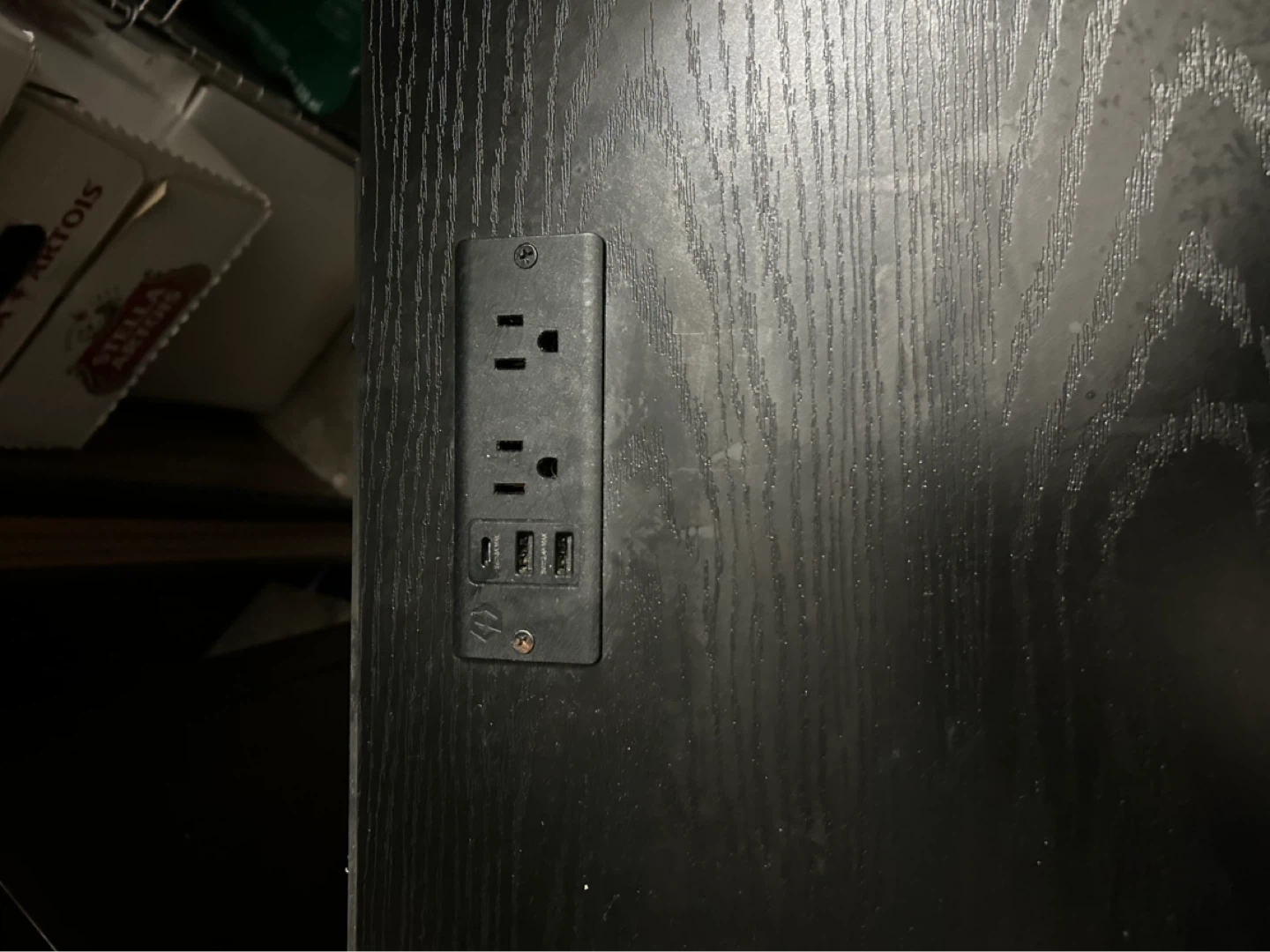 Black Desk with Built-in Power Strip and USB Ports - photo 4