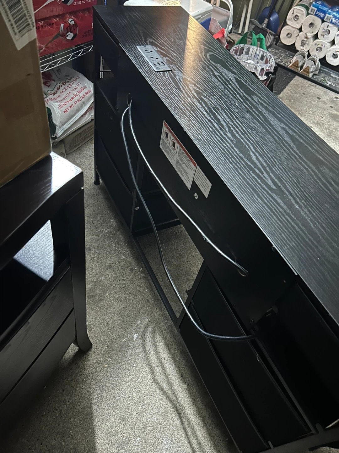 Black Desk with Built-in Power Strip and USB Ports - photo 2