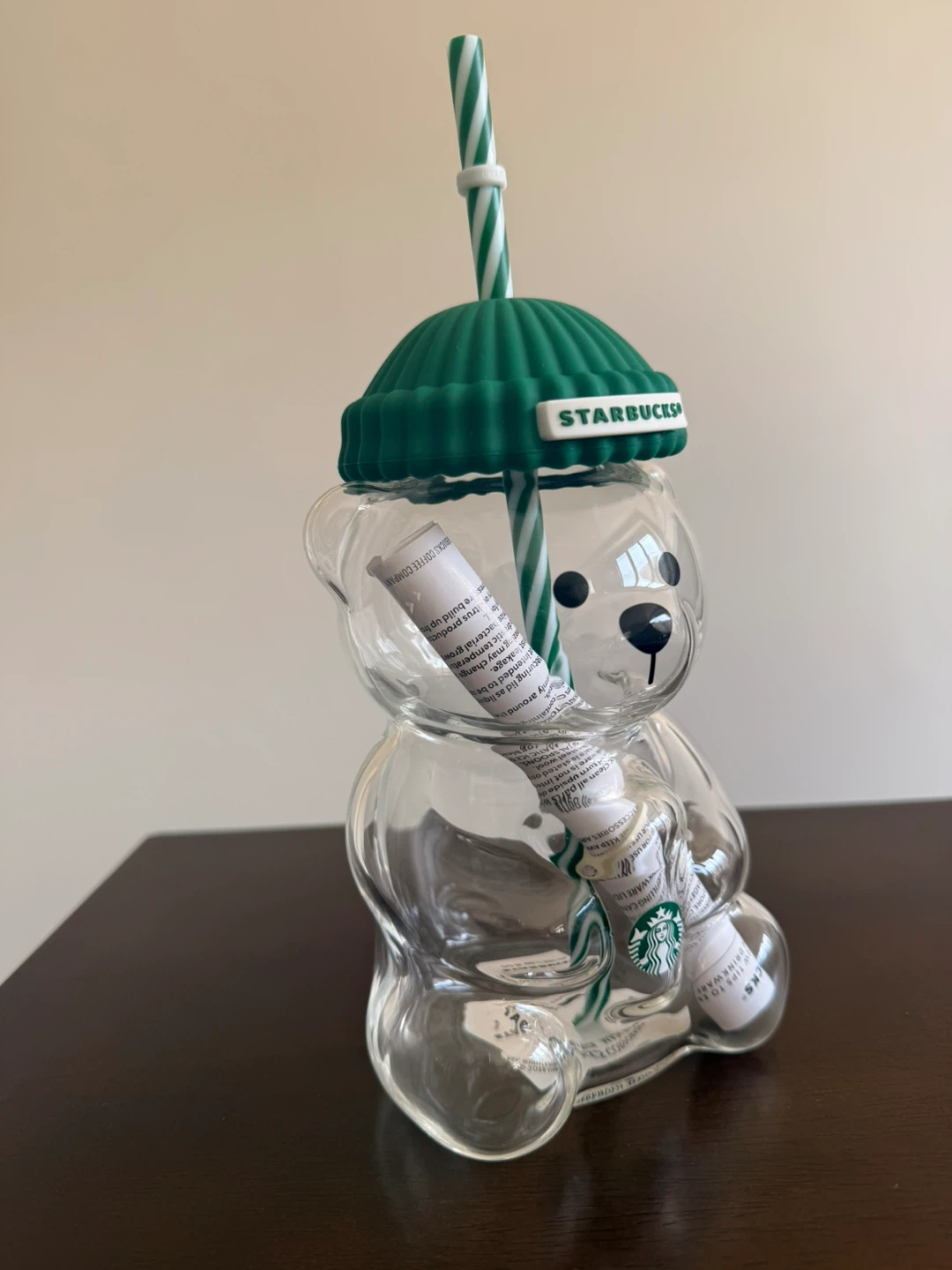 Starbucks Bear Glass Tumbler with Straw