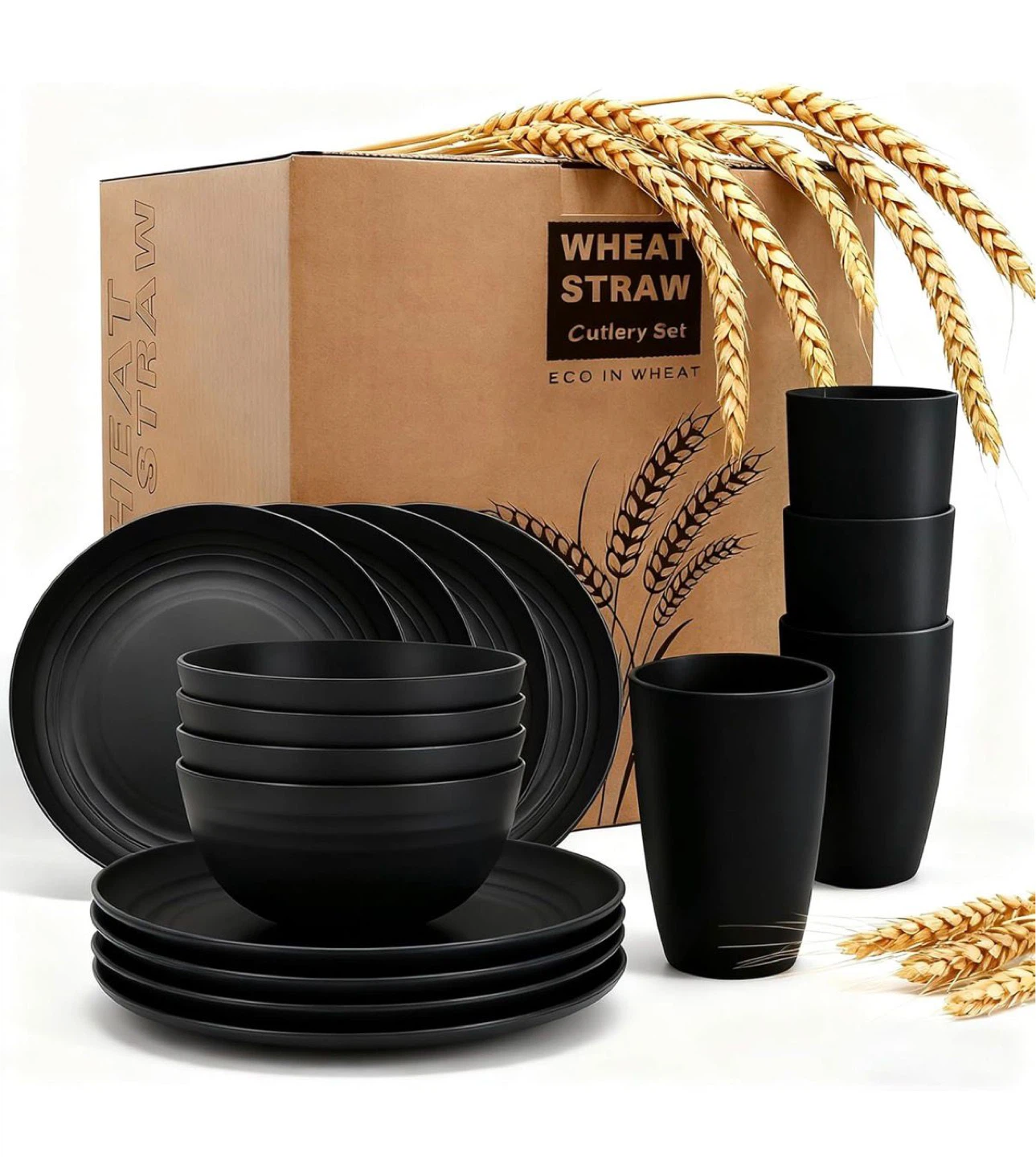 Wheat Straw Cutlery Set - Black