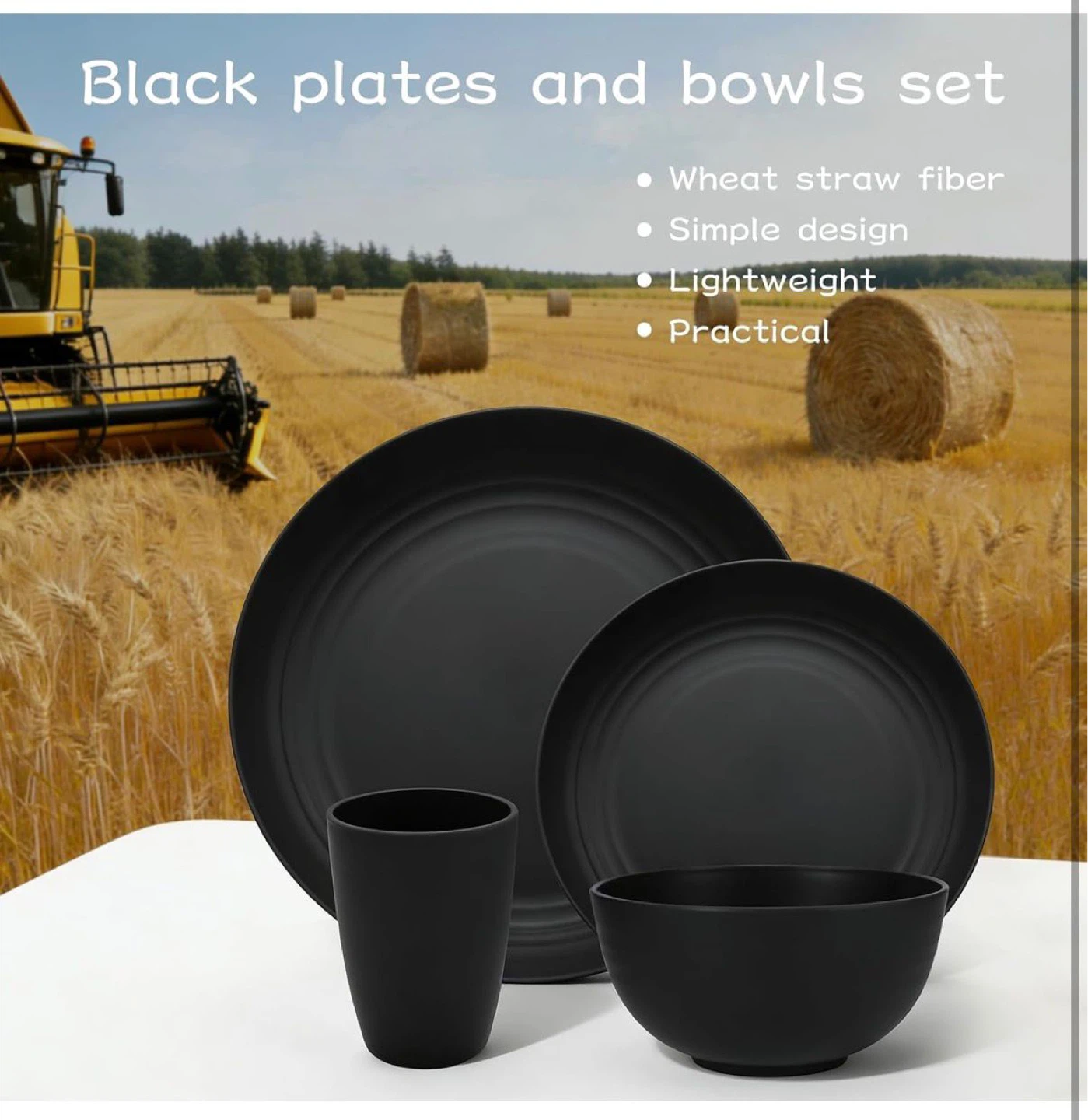 Wheat Straw Cutlery Set - Black - photo 2