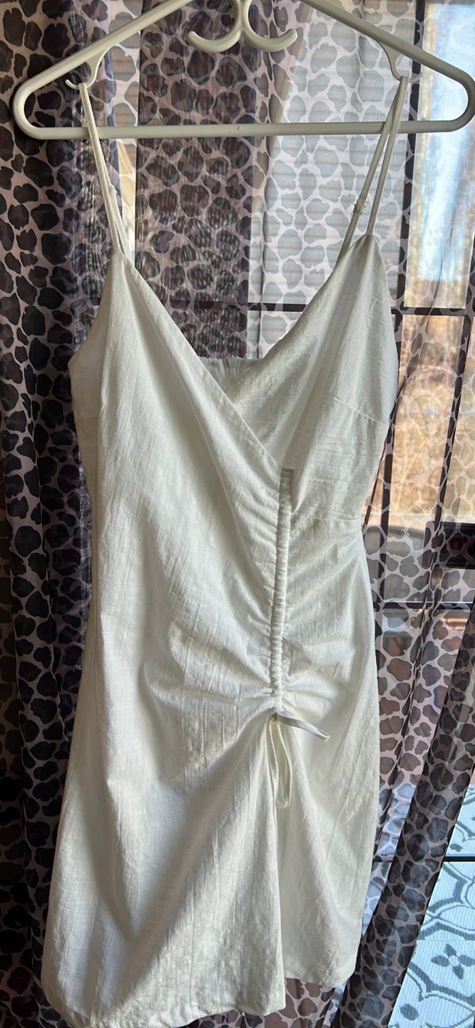 Pav Lux Fashion White Ruched Mini Dress Size S