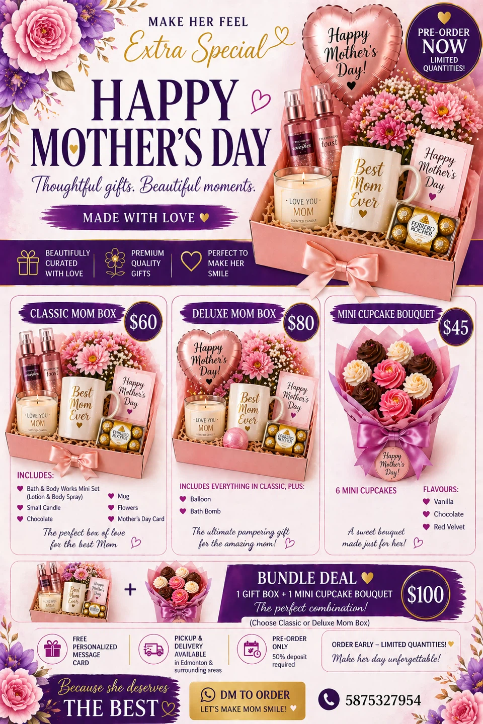 Mother's Day Mini Cupcake Bouquet & gift boxes