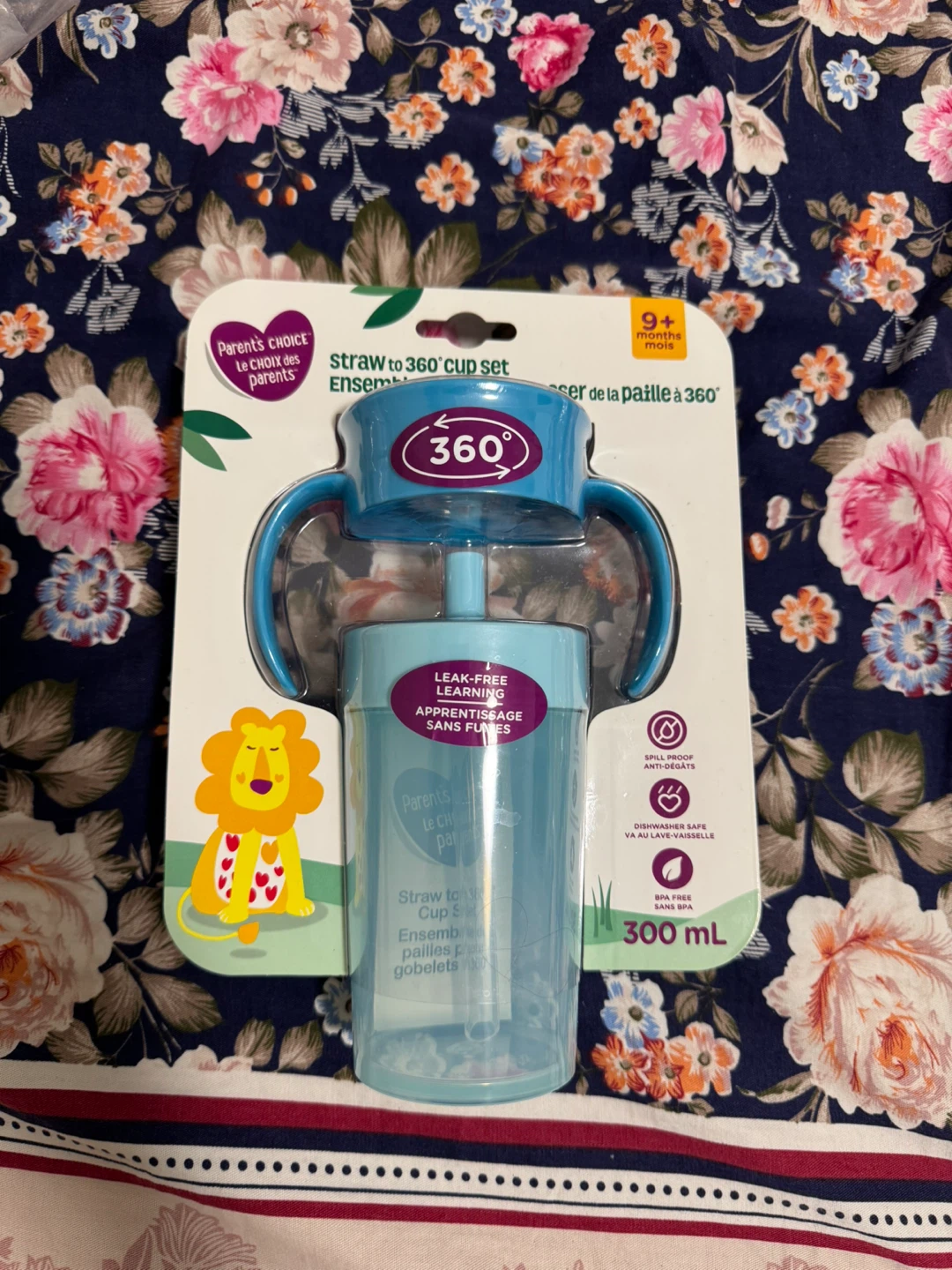 Parent's Choice Straw to 360 Cup Set Blue 300 mL