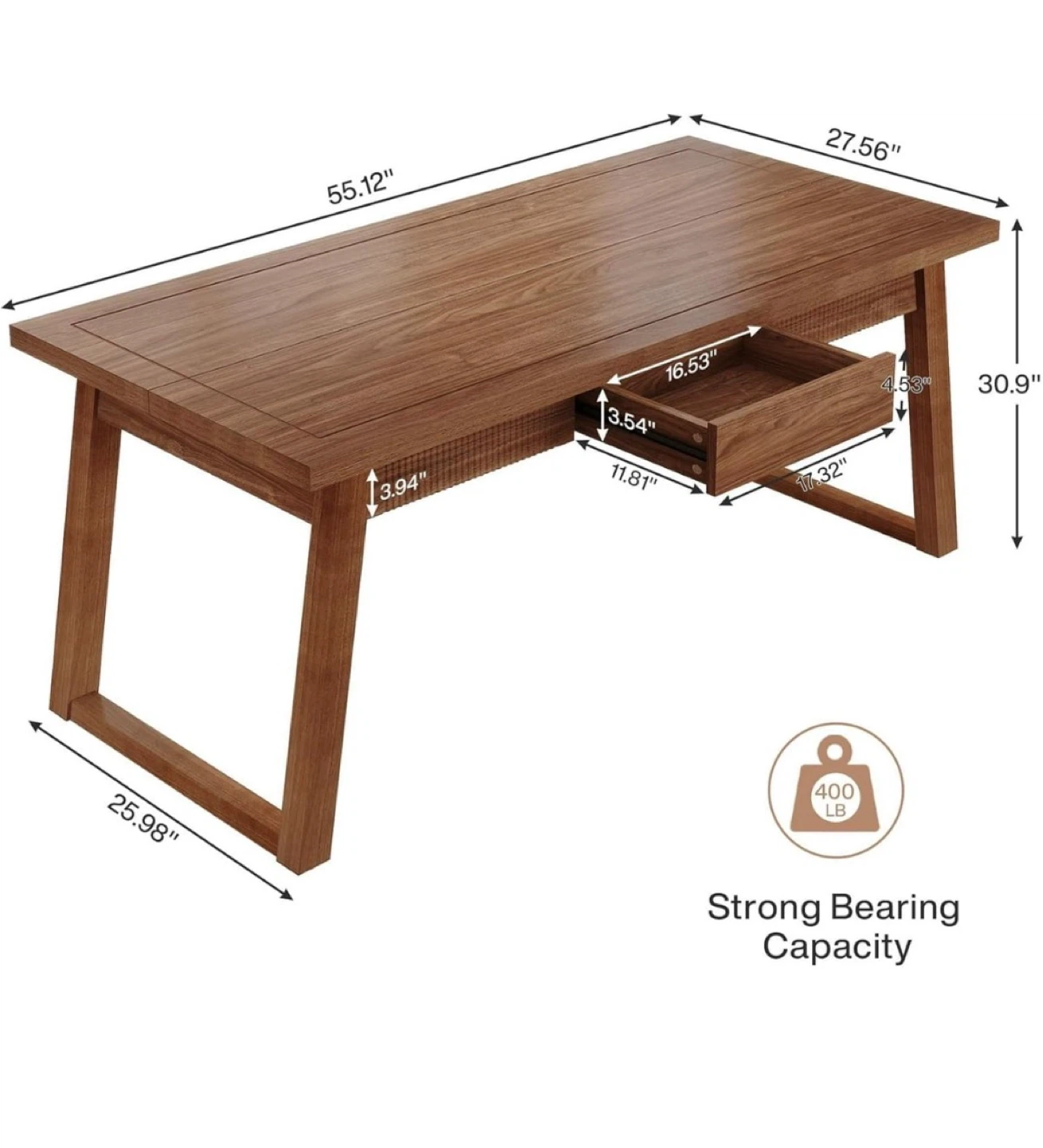 Wooden Desk with Drawer - photo 2
