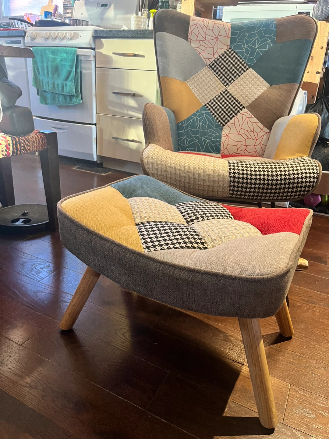 Patchwork Rocking Chair and Ottoman Set - photo 2