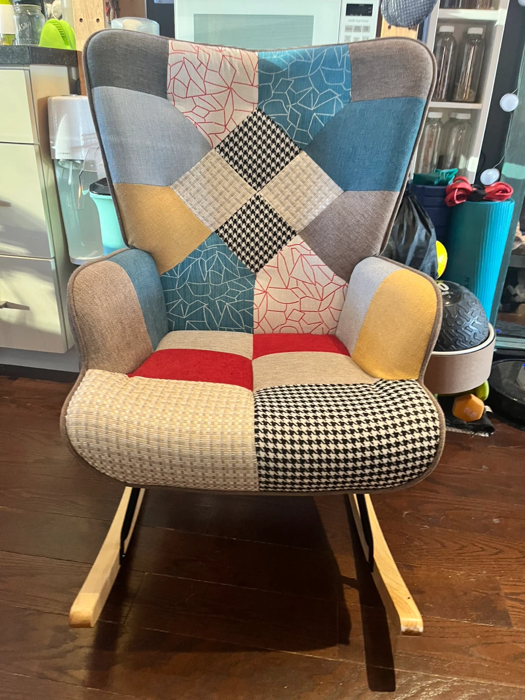 Patchwork Rocking Chair and Ottoman Set - photo 5