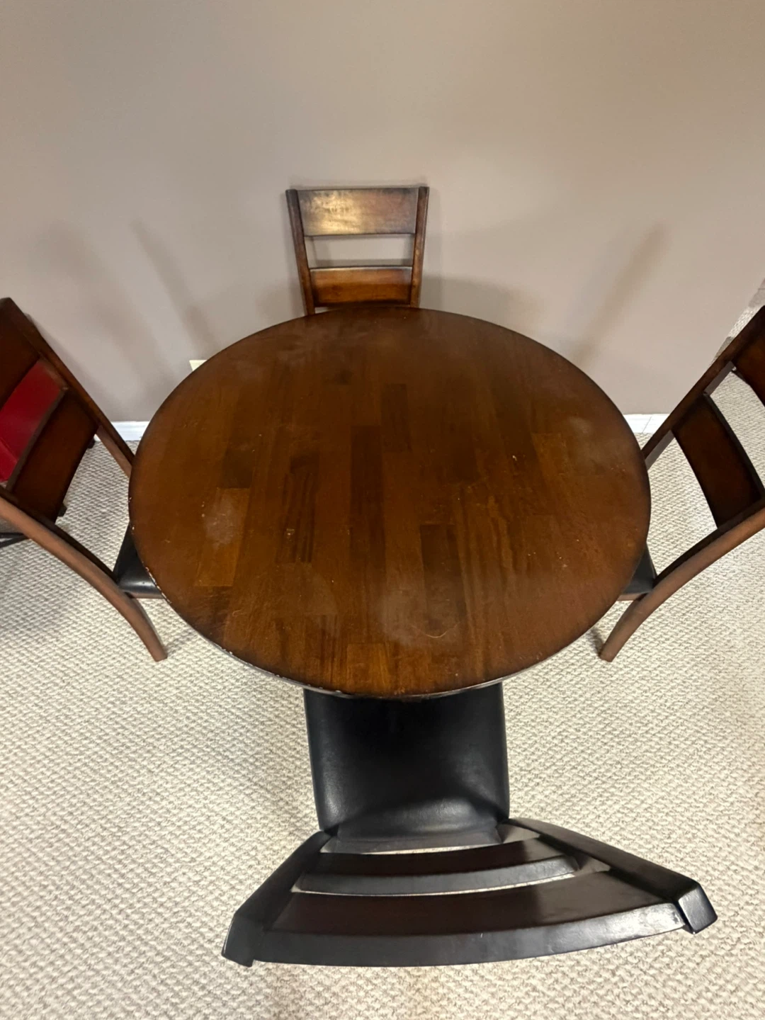 Round Wood Dining Table with 4 Chairs