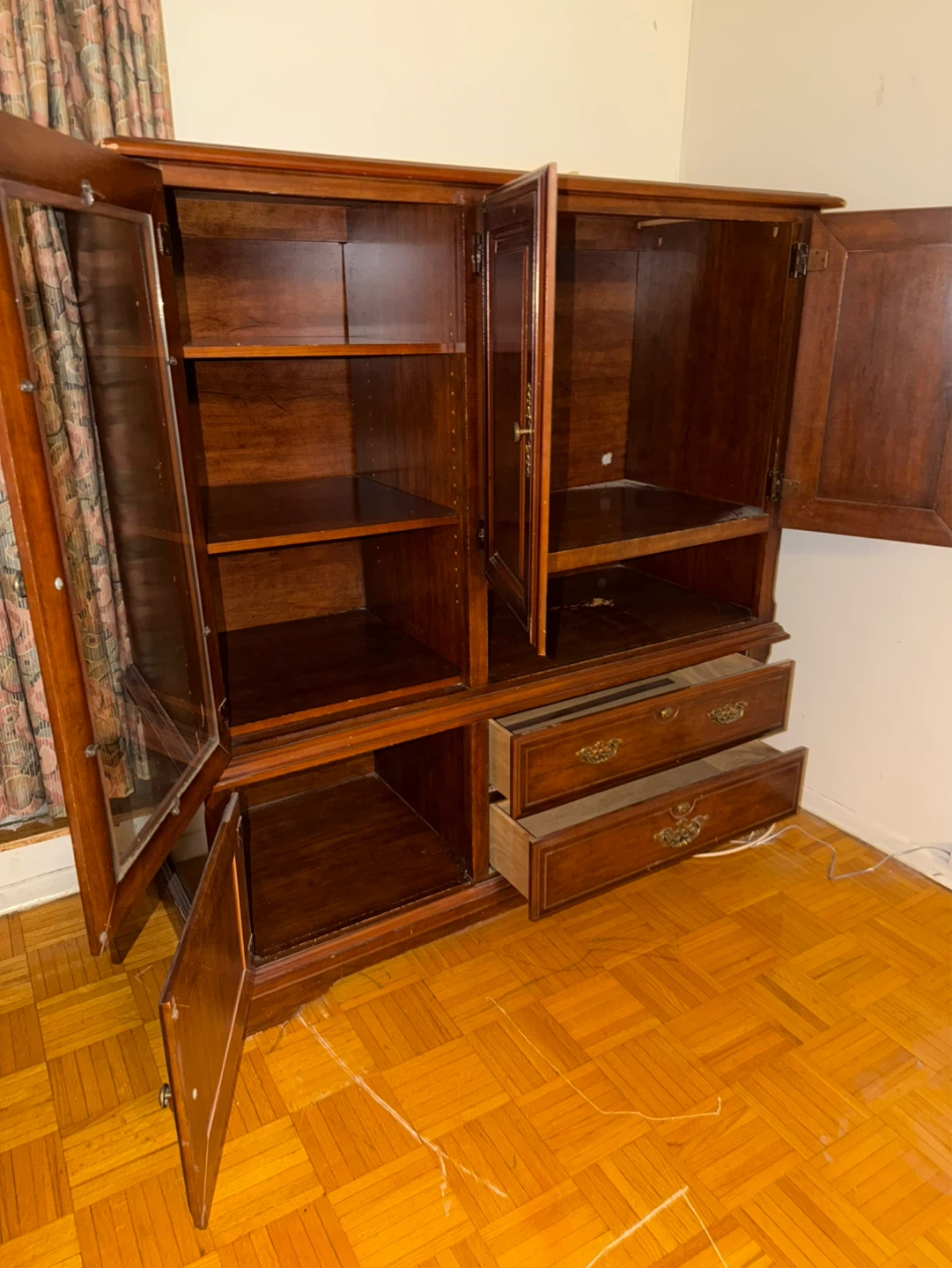 Wooden Entertainment Unit with Glass Doors and Drawers - photo 5