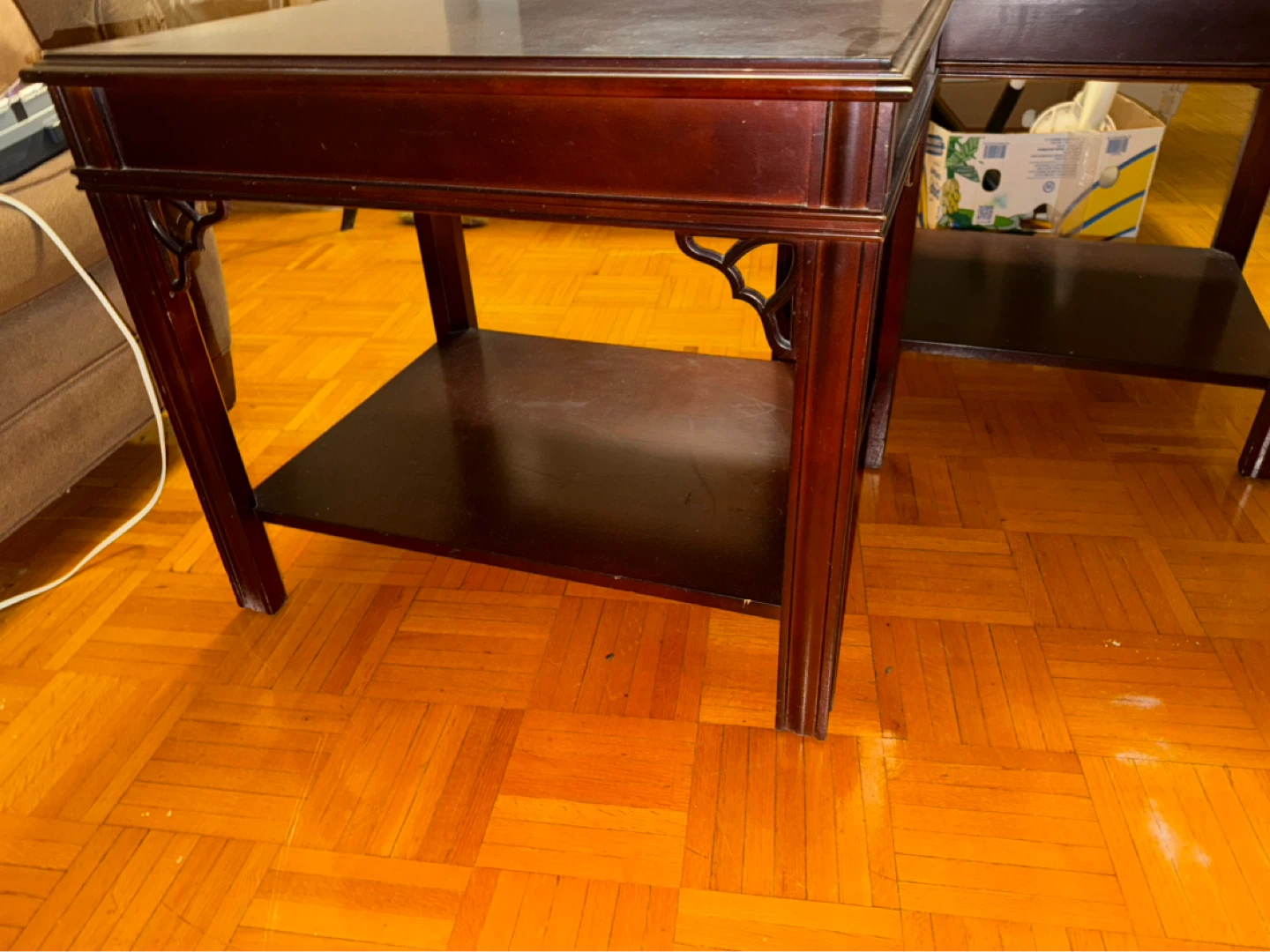 Dark Wood Side Tables with Shelf (Set of 2) - photo 4