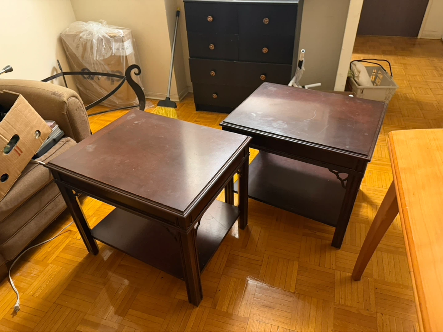 Dark Wood Side Tables with Shelf (Set of 2) - photo 5