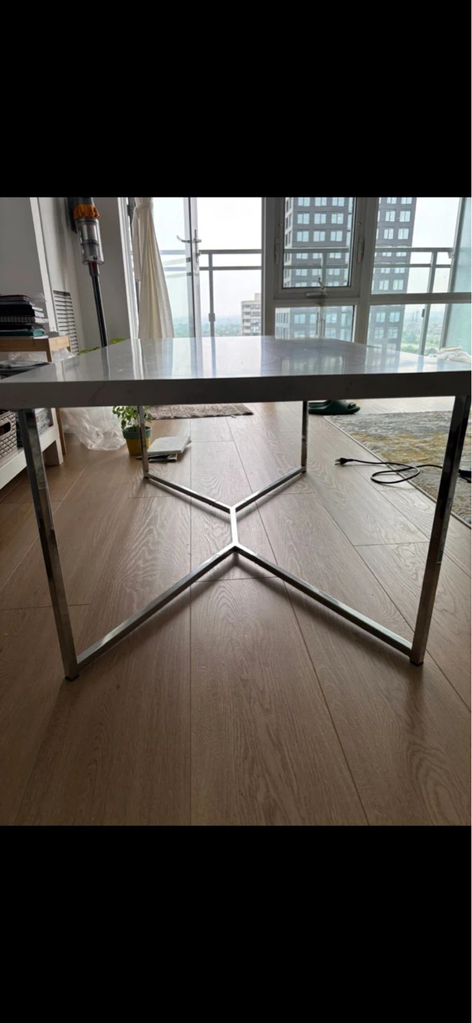 Faux Marble Top Coffee Table with Chrome Base - photo 3