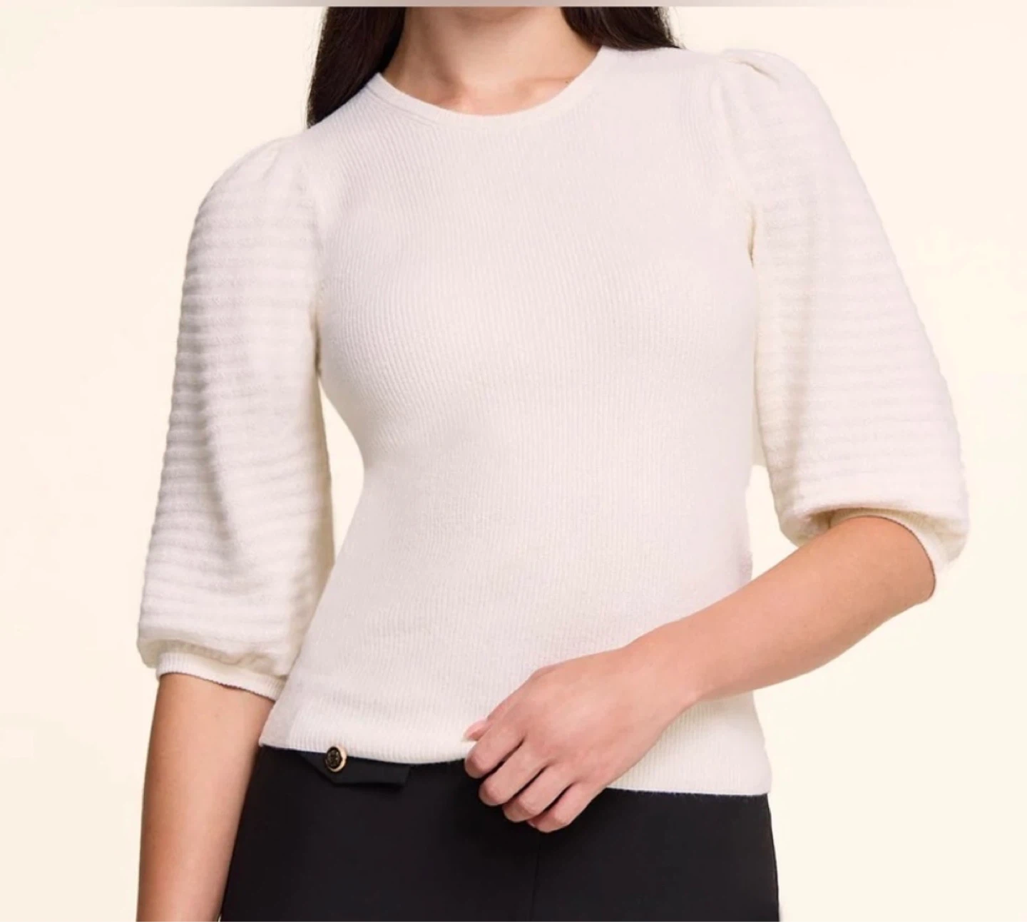 Puff Sleeve Sweater With Bows - photo 2