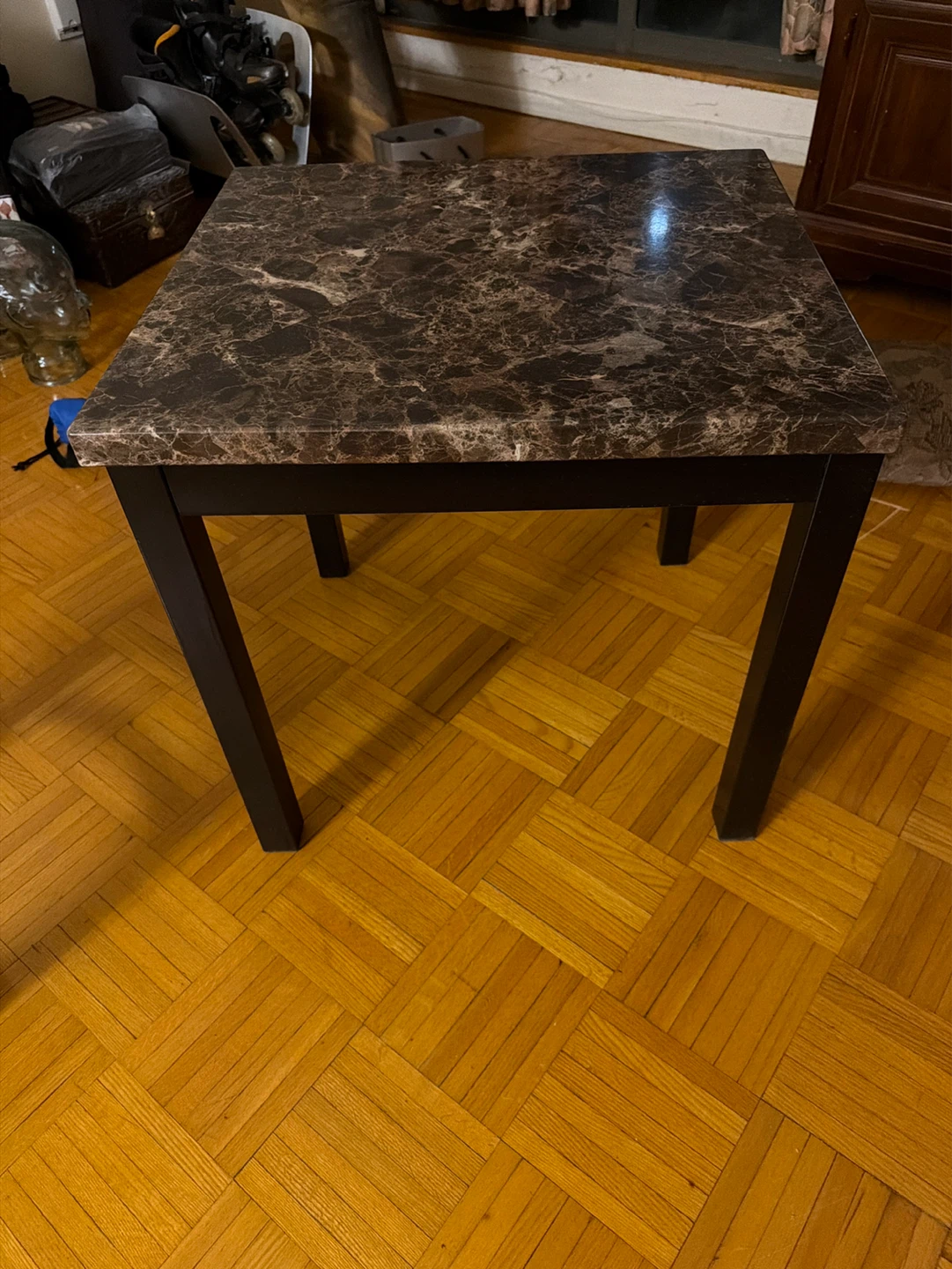 Square faux Marble Top Side Table