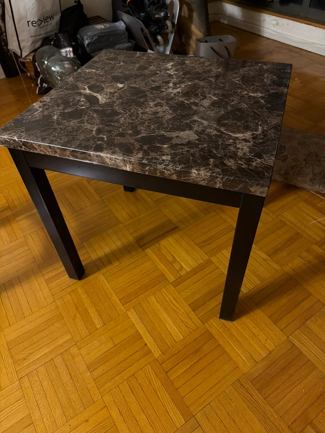 Square faux Marble Top Side Table - photo 4