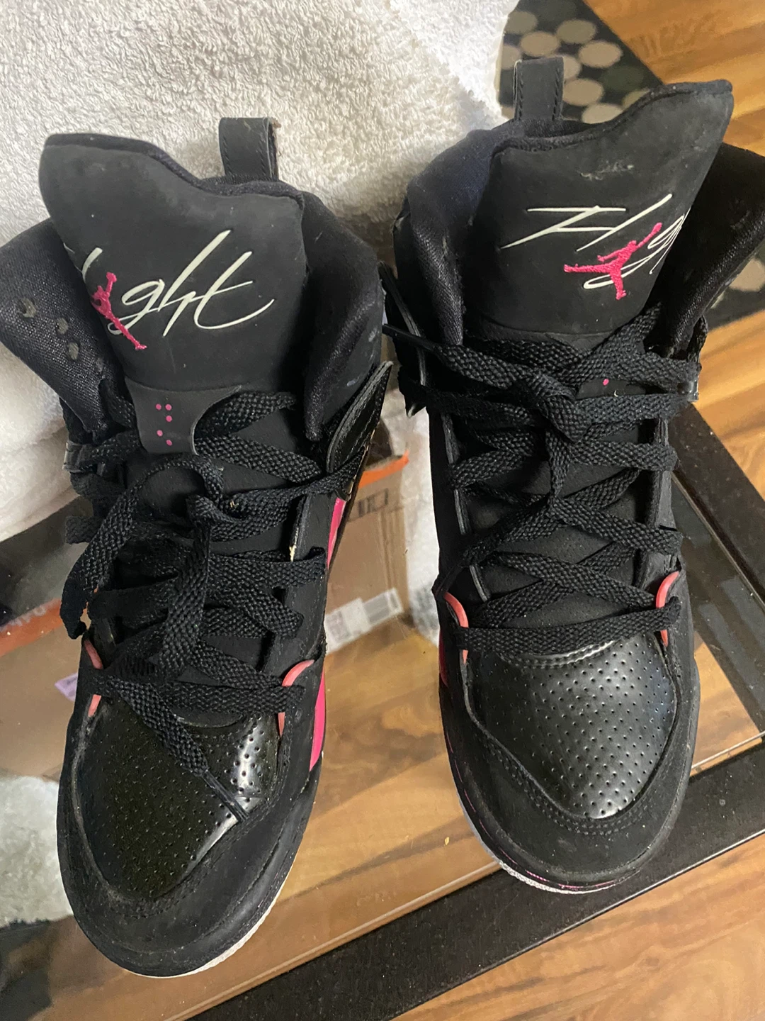 🌱Jordan Flight Shoes Black Pink Size 5.5Y