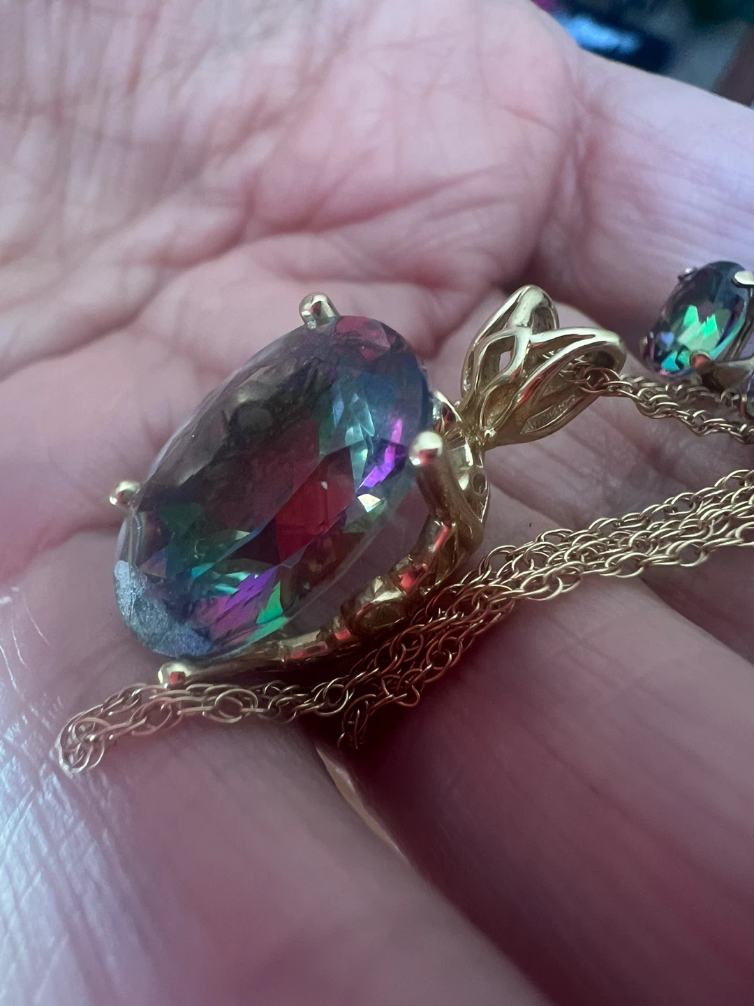 14 k Gold mystic topaz Pendant Necklace & Earrings Set - photo 3