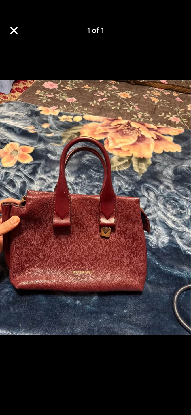 Michael Kors Merlot Pebble Leather Satchel Handbag