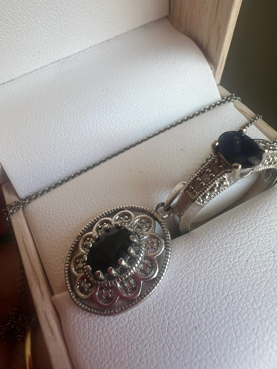 925 silver and sapphire  Necklace with Ring - photo 4