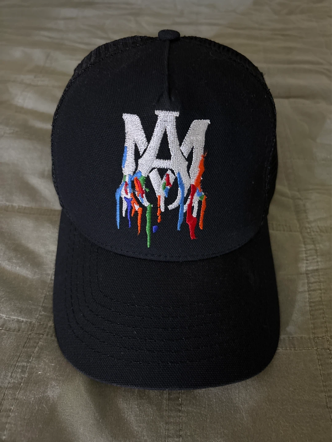 AMIRI Black Trucker Hat with Drip Logo