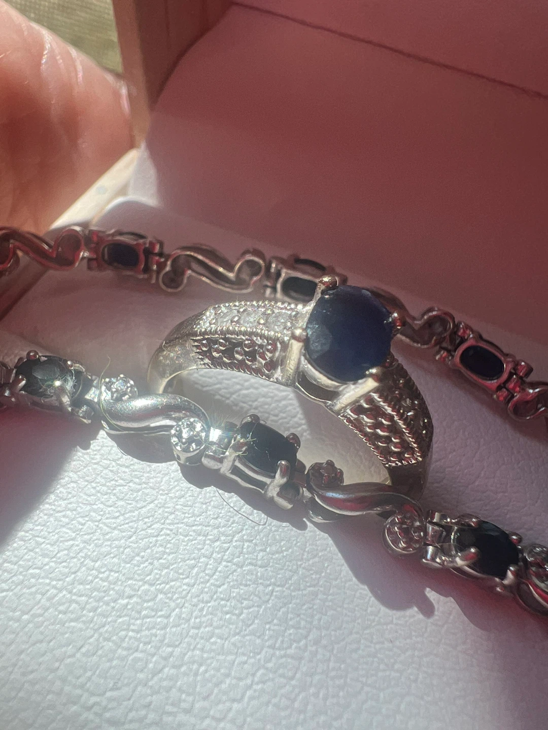 10 l Sapphire and Diamond Ring and 10 k Bracelet Set - photo 2