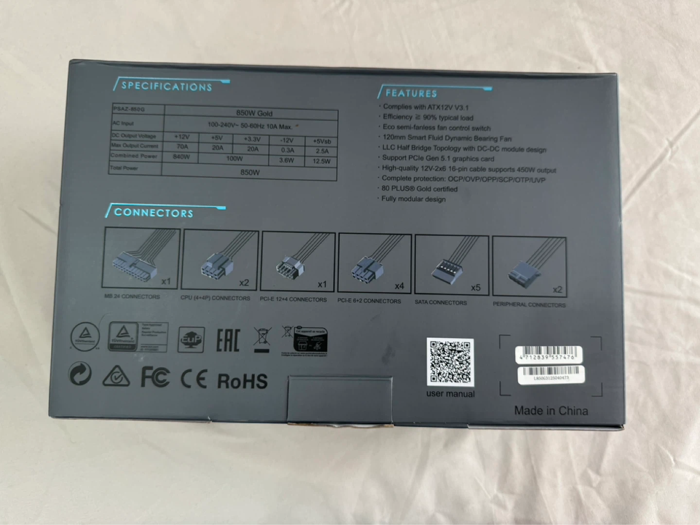 AZZA PSAZ-850G 850W 80+ Gold PSU | Brand New Open Box - photo 2