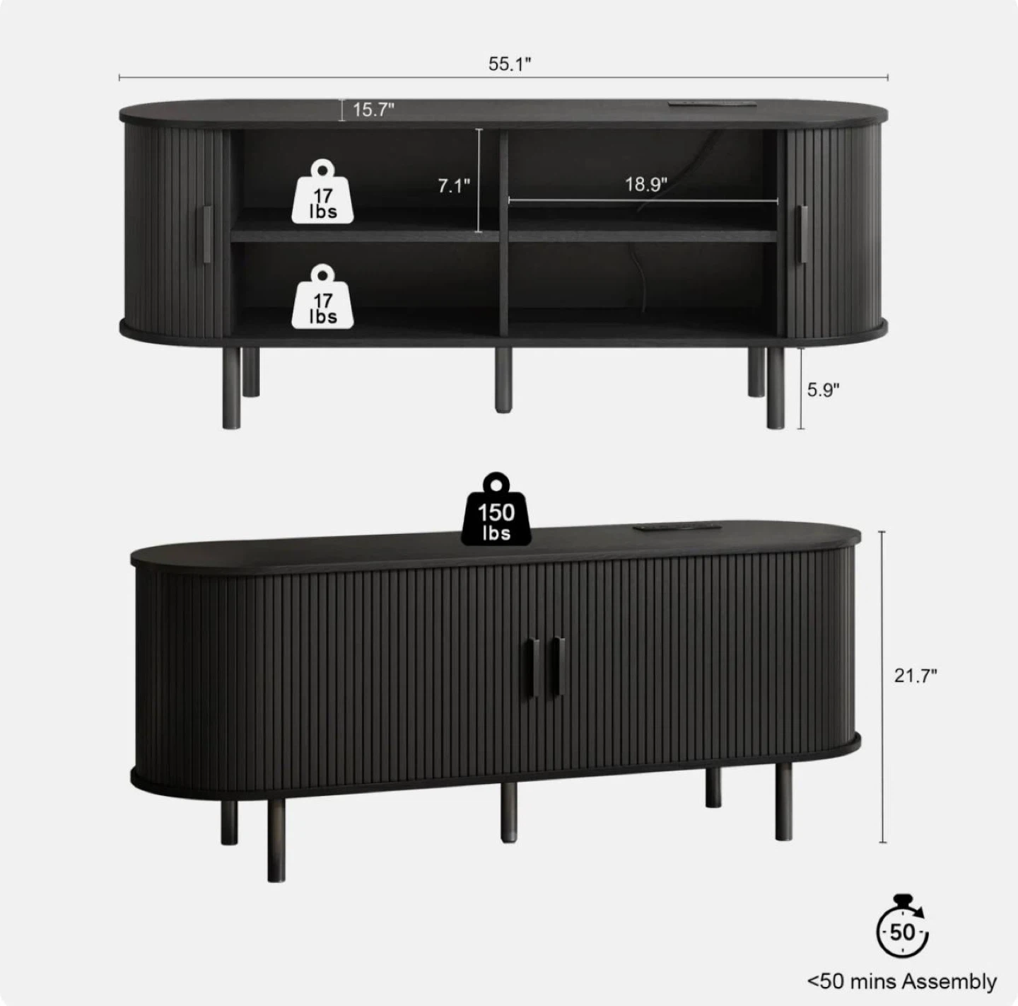 Modern Wood TV Stand with Storage and Shelves to Fit TVs - photo 5