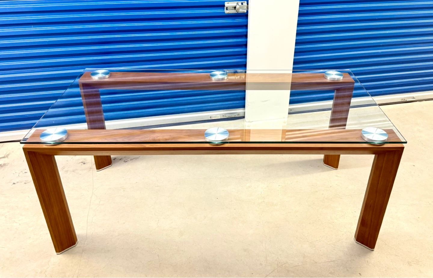 Walnut Dining Table Glass/ Wood 6 person - photo 2