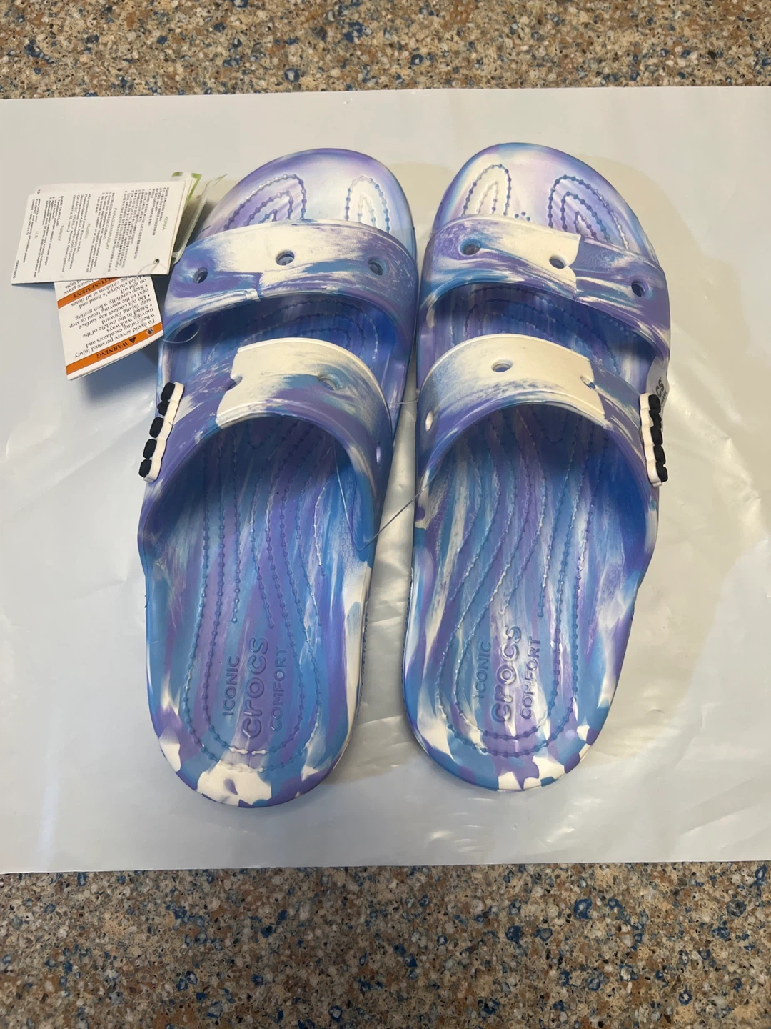 Crocs Classic Slide Sandals Blue/Purple Swirl Size W9/M11