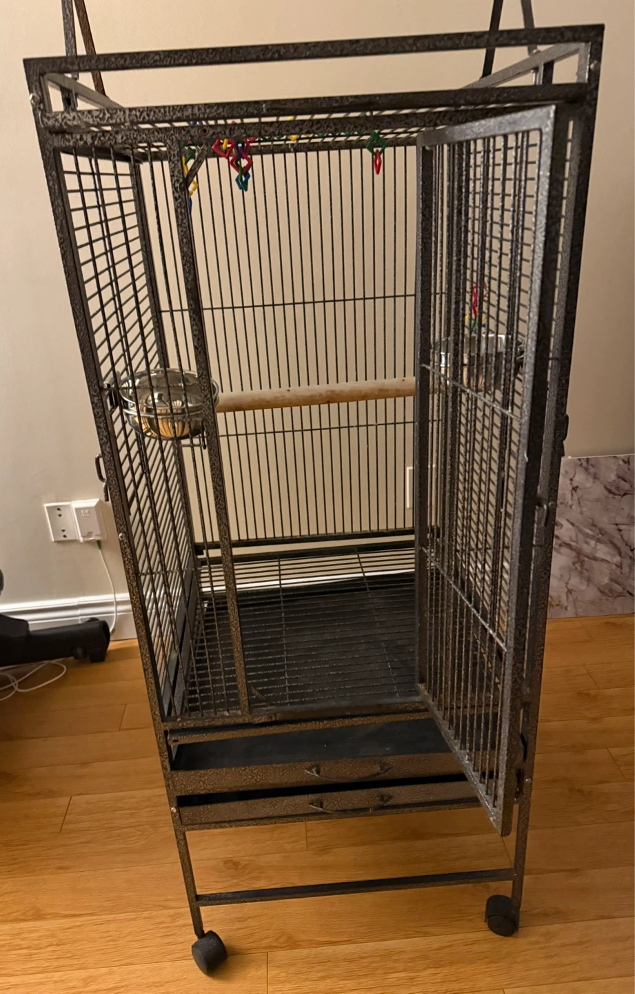 Large Bird Cage with Perches and Bowls - photo 2