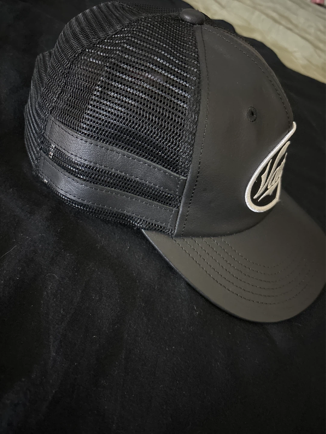 Vanson Black Leather & Mesh Trucker Hat - photo 4