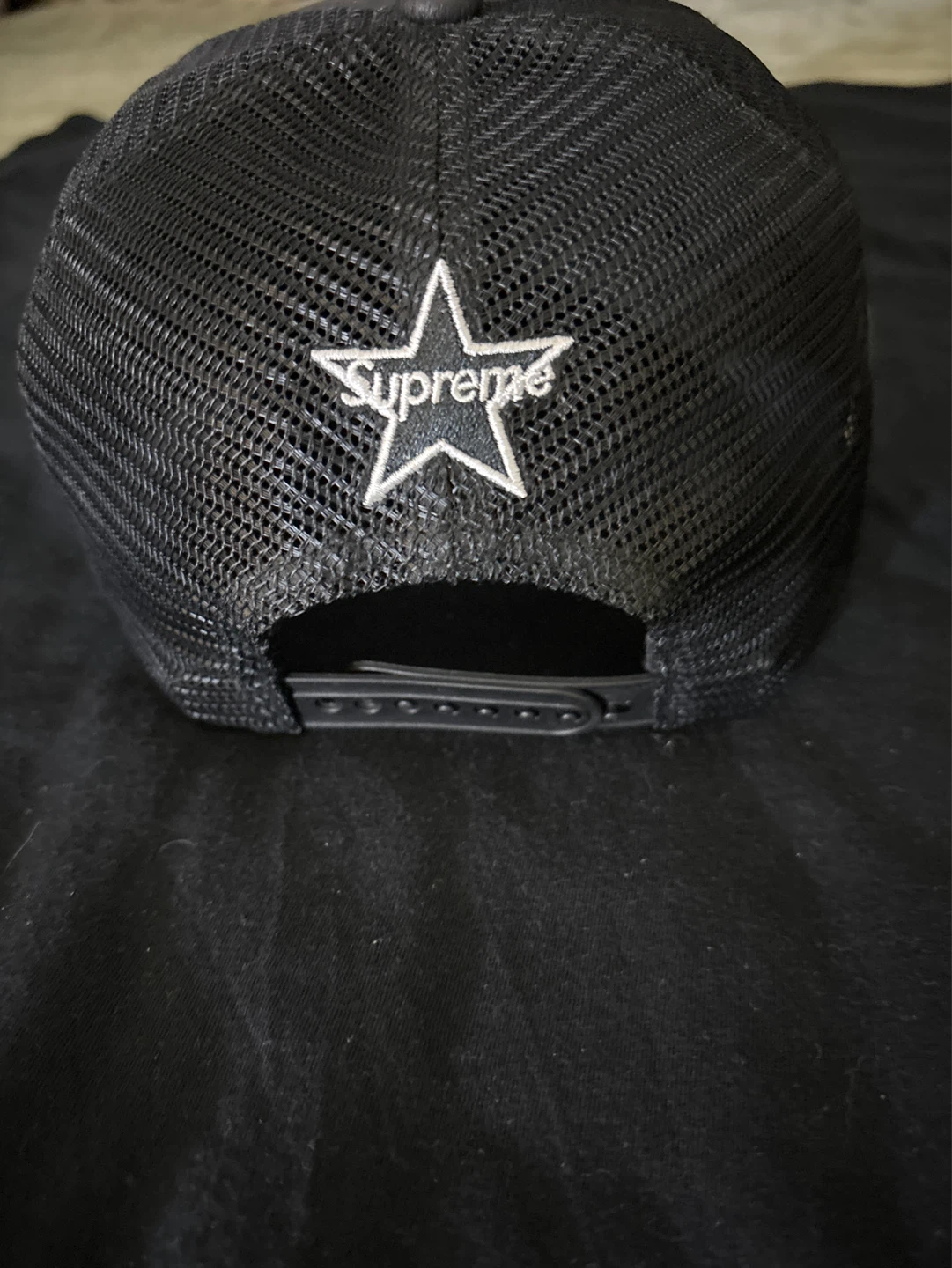 Vanson Black Leather & Mesh Trucker Hat - photo 3