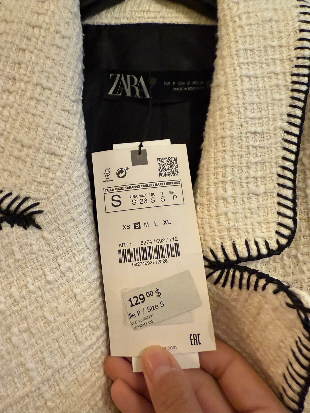 Zara Women's Double-Breasted Blazer - White, Size S - photo 2