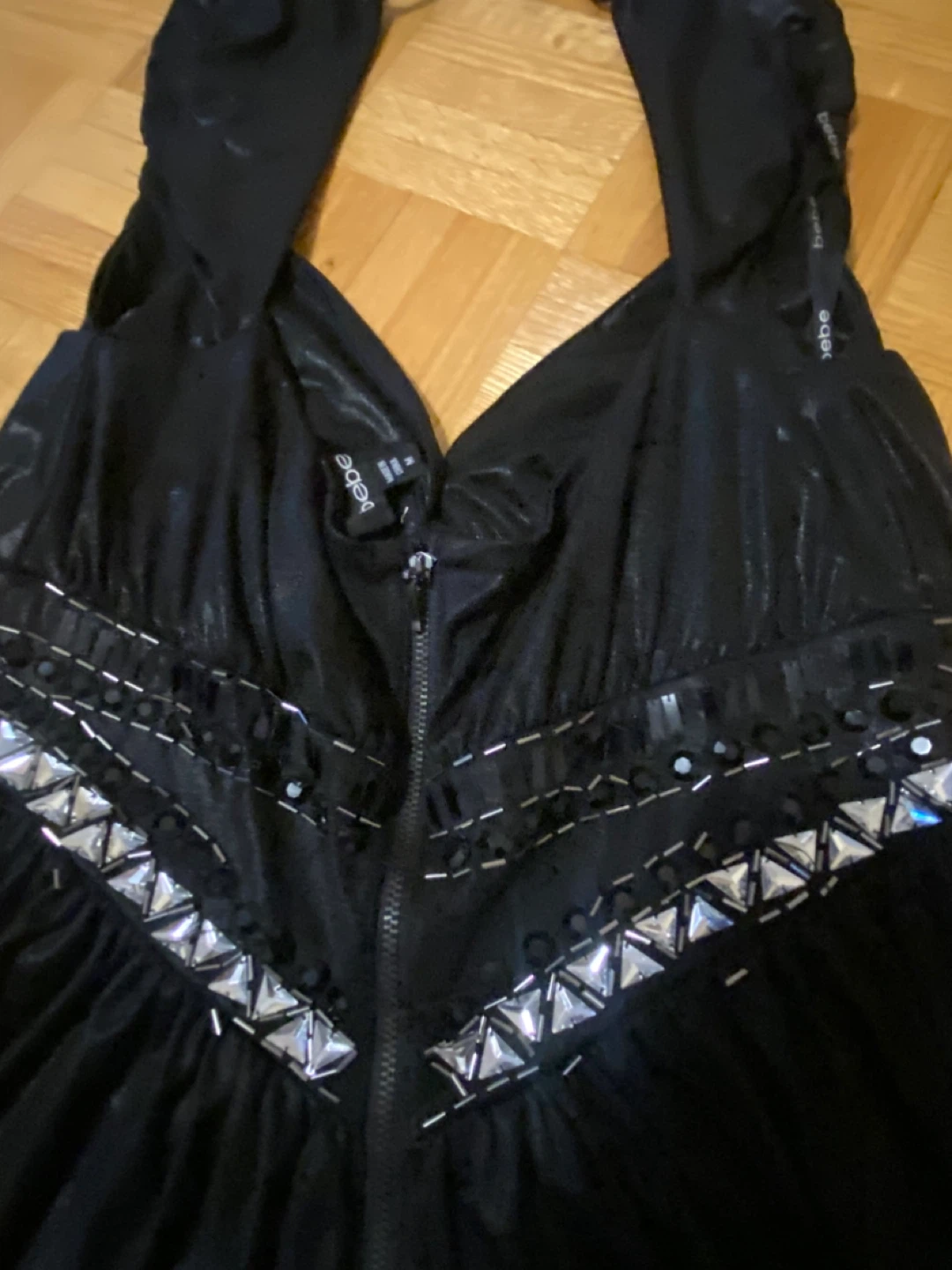 🌱Bebe Black Dress with Zipper and Embellishments - photo 2