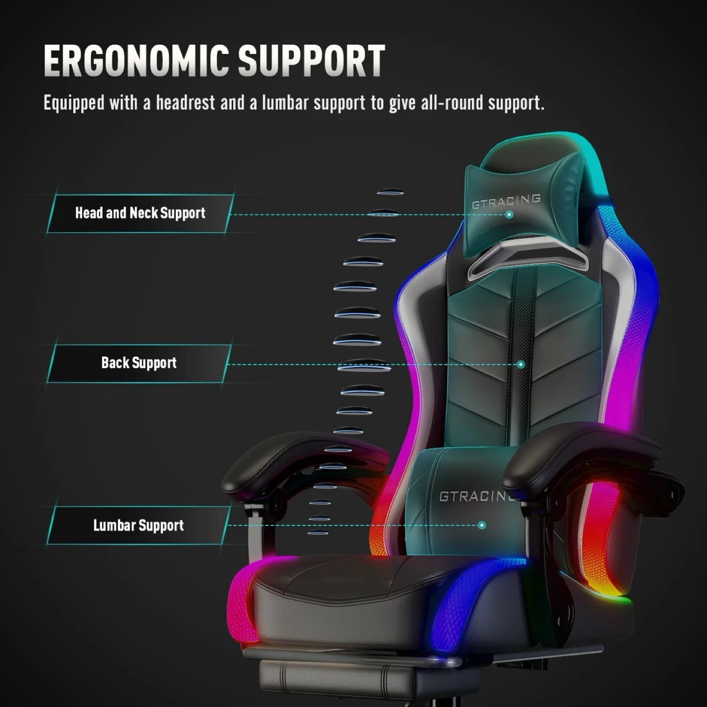 GTRACING Gaming Chair with RGB Lighting - photo 2