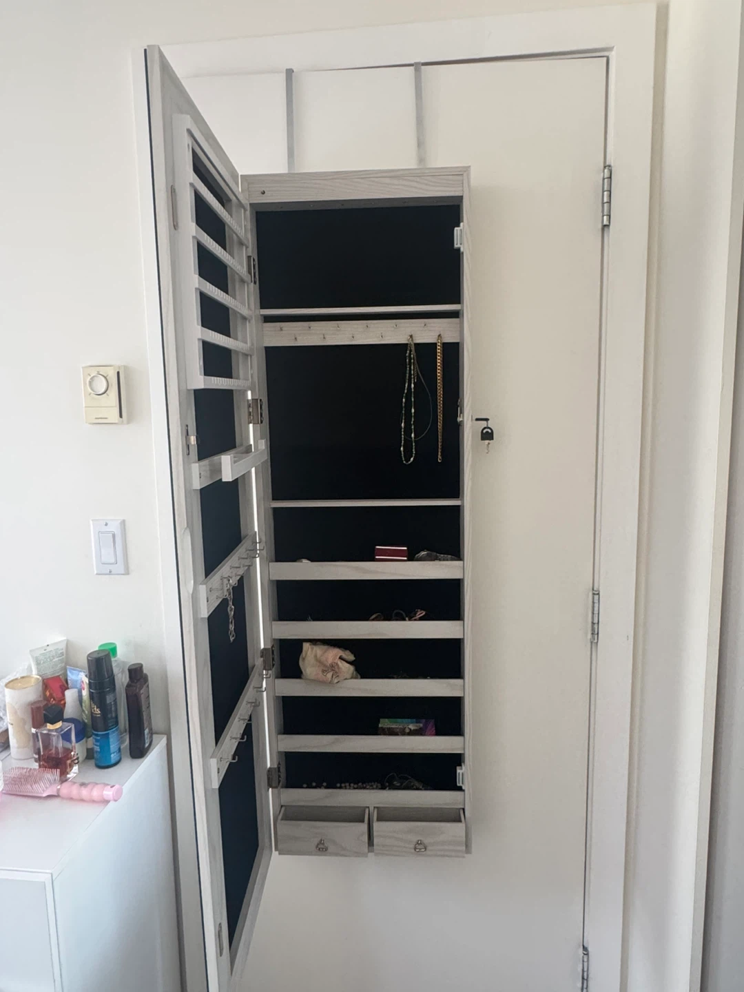 Over-the-door Jewelry Armoire with Mirror