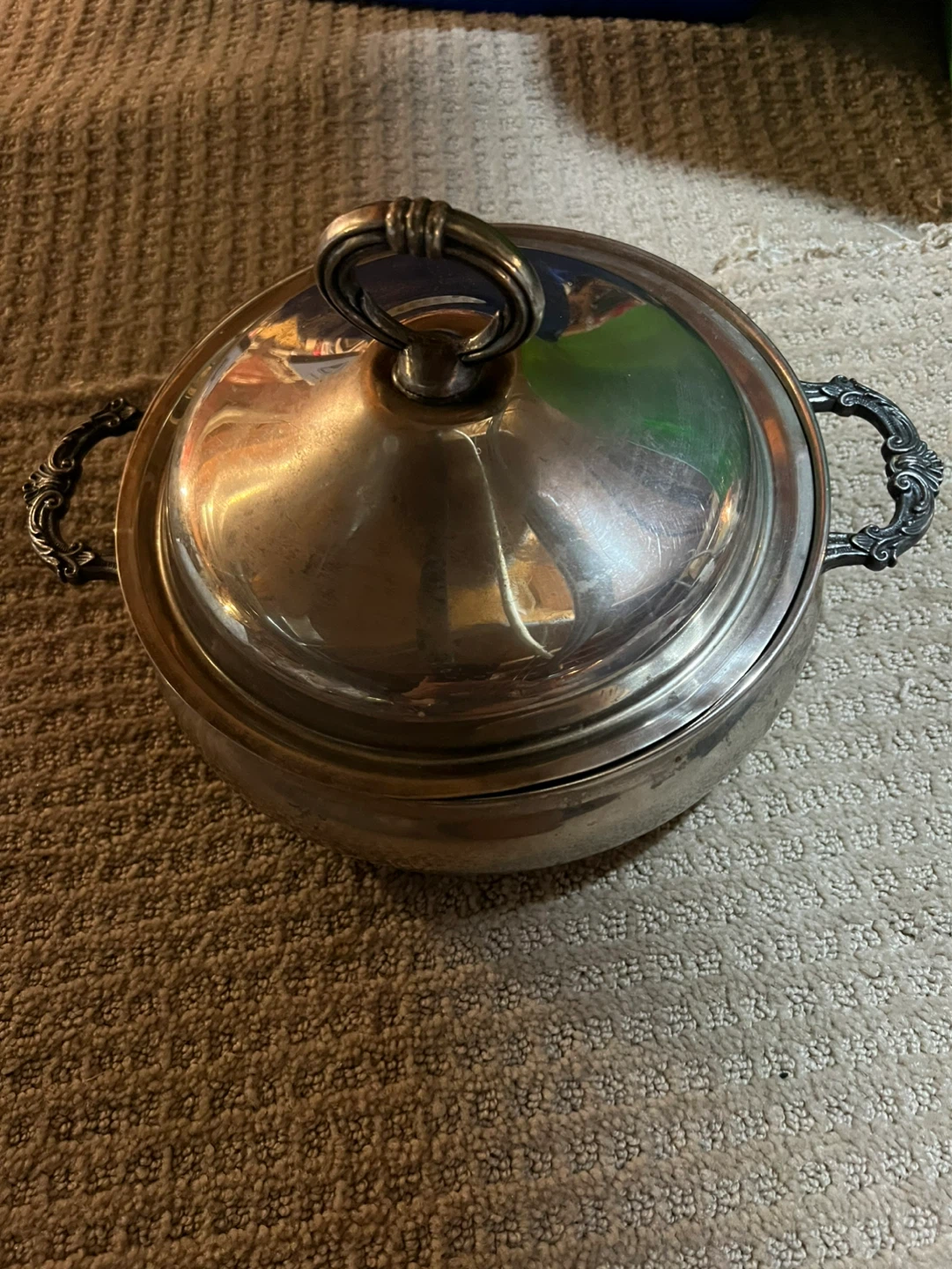 Silver Plated Covered Serving Dish with Handles - photo 2