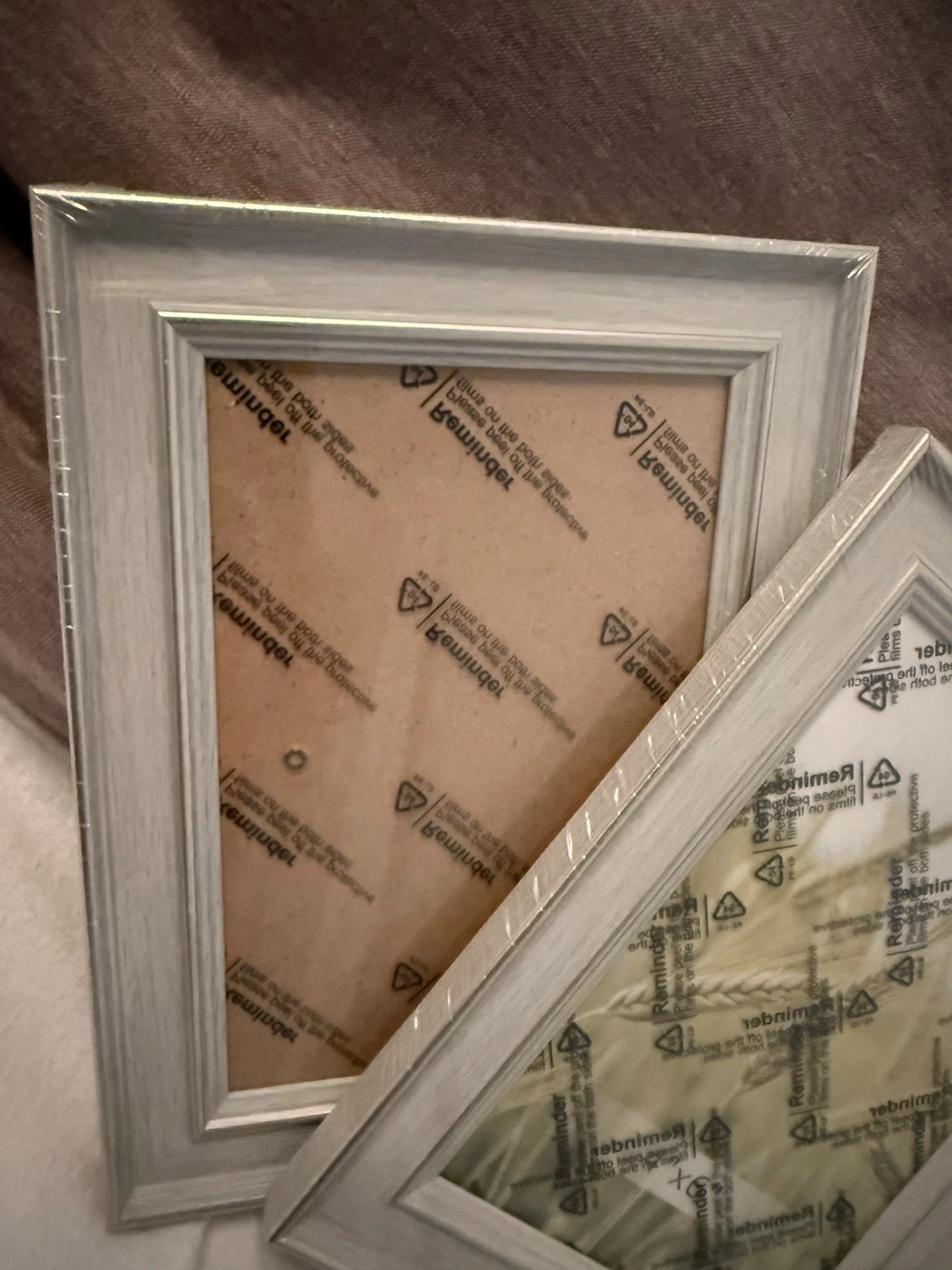 Set of 2 Grey Picture Frames with silver detail - photo 2